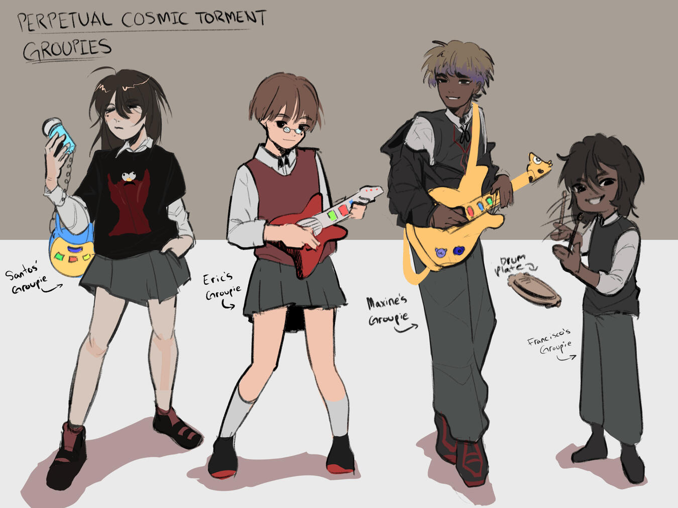 Perpetual Cosmic Torment Groupies character designs