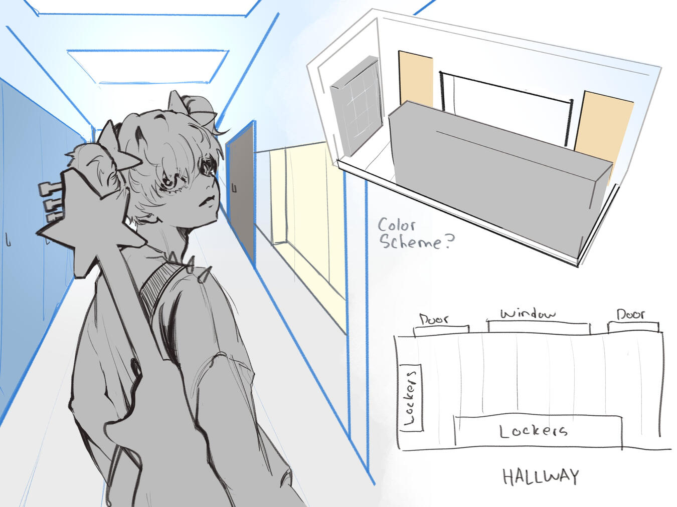 School Hallway concept with Cassandra